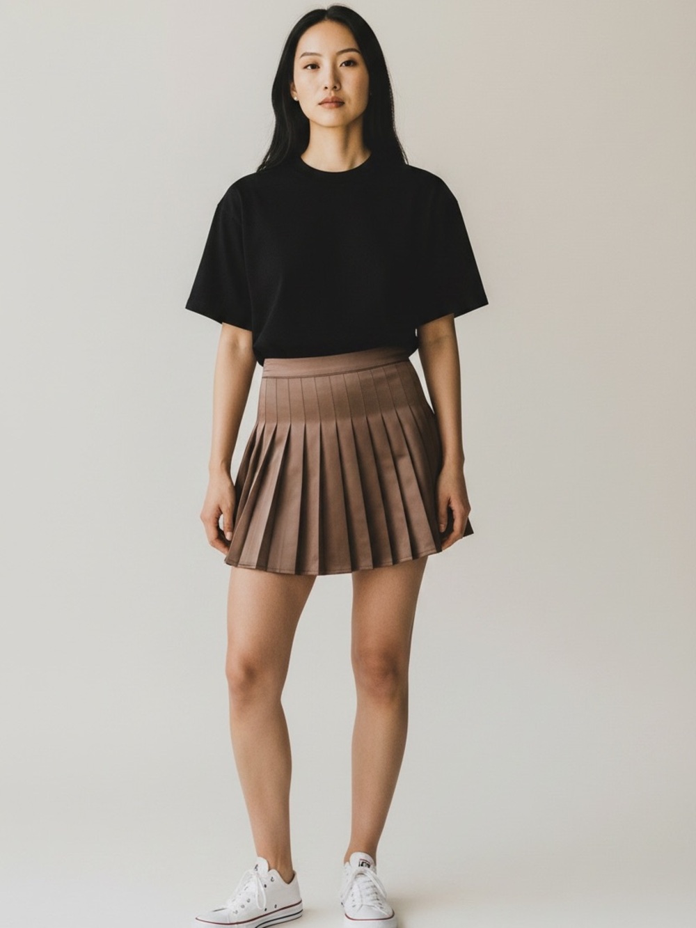Love, Fire brown pleated mini skirt in size S